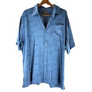 VTG Rare Coastal Denver Hayes Fish Short Sleeve Button down shirt, Men's 2XL/2TG